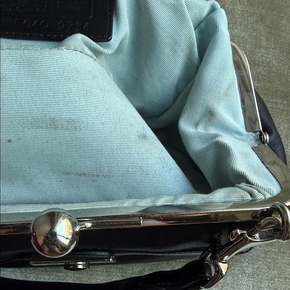 Coach Black Leather Clutch with Silver Accents - Picture 11 of 12